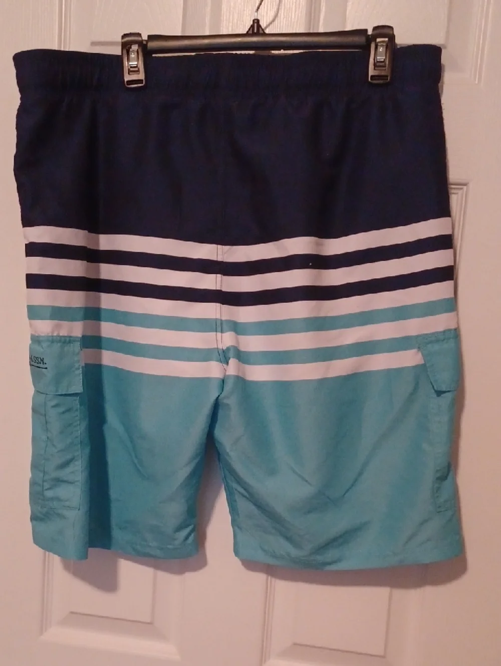 -- U.S. Polo Assn. Light Blue and White Striped Swim Shorts Men's Size XXLarge